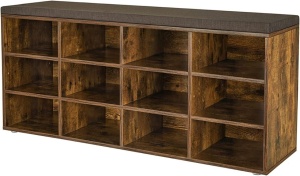 Banca cu suport pantofi Model Wesson, Maro, 104x30.3x48 cm - Img 2