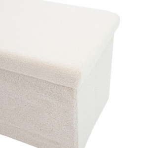 Bancuta hol cufar cu spatiu de depozitare Forward material textil boucle ivory 76.5x38x37.5cm - Img 4