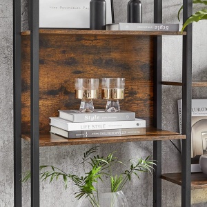 Biblioteca cu rafturi Model Lauren, Maro rustic/Negru, 158x24x166 cm - Img 7