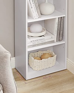 Bibliotecă înaltă cu 6 compartimente și 4 polițe reglabile, Alb, 40 × 24 × 178,5 cm - Img 6