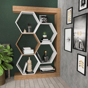 Biblioteca Model Artemis, Nuc/Alb, 90x24x140 cm - Img 1