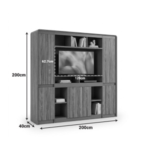Bibliotecă Oscar, Nuc/Antracit, 200 x 40 x 200 cm - Img 3