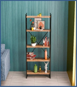 Biblioteca Pako World, Model Baker, 66x34x180 cm, Nuc/Negru - Img 2