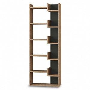 Biblioteca Pako World, Model Oppa, 61x22x162 cm, Stejar inchis