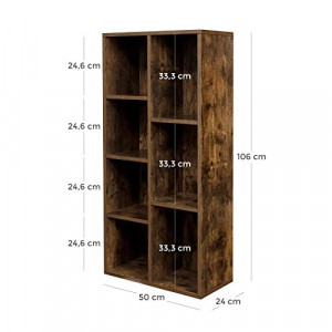 Biblioteca Vasagle, Model Oliver, 50x24x106 cm, Antic - Img 5
