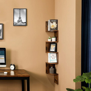 Biblioteca Vasagle, Model Shelby, 20x20x127,5 cm, Maro Rustic - Img 3