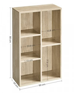 Biblioteca Vasagle, Model Sonny, 80x50x24 cm, Natur - Img 4