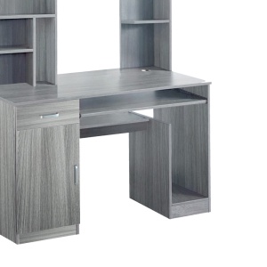 Birou cu biblioteca Model Novelty, Stejar/Gri, 120x55x182 cm - Img 3