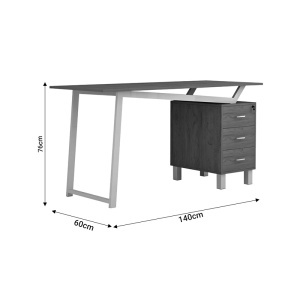 Birou cu sertare Model Prosper, Alb/Natur, 140x60x75 cm - Img 8