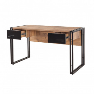 Birou cu Sertare Salvador, model Cosmo, 139x75x60 cm, Pin atlantic/Negru - Img 7
