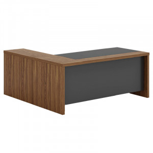 Birou pe colt reversibil Oscar nuc - carbune 200x188,6x76cm - Img 2