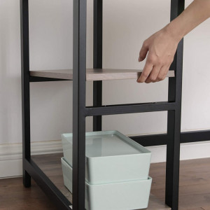Birou pe Colt Vasagle, model Kiana, 138x76x138 cm, Greige/Negru - Img 4