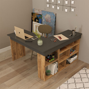 Birou Rosaline Oak - Walnut 120x129x72 cm - Img 3