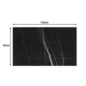 Blat de masă Relian, HPL, 12 mm grosime, aspect marmorat, negru, 69x120 cm - Img 3