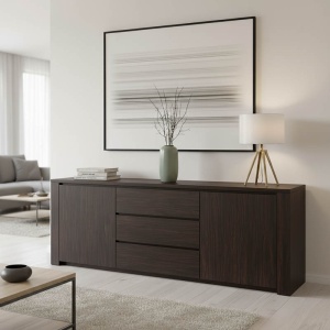 Bufet - Comodă Living Kalya, wenge, 220x49x89.5 cm