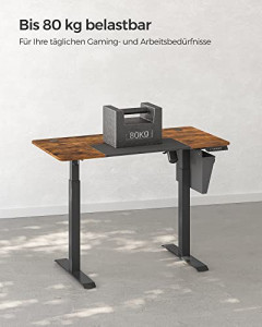 Cadru pentru Birou Songmics, model Eric, 120x72-120x60 cm, Maro antichizat/Negru - Img 2