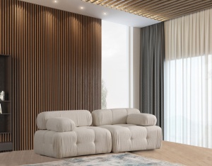 Canapea 2 locuri Doblo Crem 210x105x80 cm - Img 1