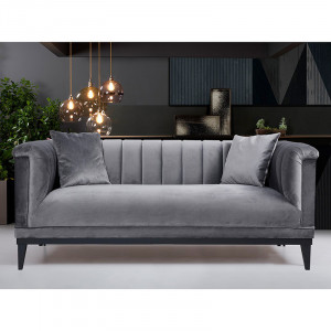 Canapea 2 locuri PWF-0541 catifea antracit 190x89x79cm - Img 2