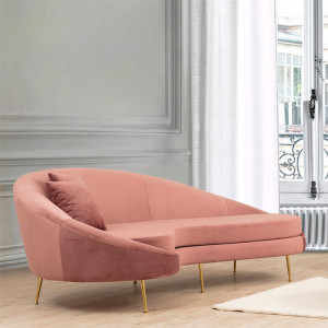 Canapea 3 locuri PWF-0574 dreapta material textil roz 255x120x85cm - Img 2