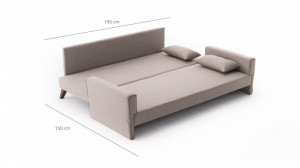 Canapea Extensibila, 3 Locuri Bella Sofa Bed Cream - Img 5