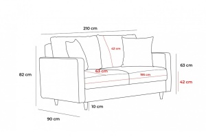 Canapea Extensibila, 3 Locuri Eva Cream - Img 10