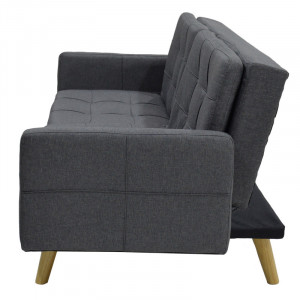 Canapea extensibila 3 locuri material textil flexibila gri inchis 198x87x76 - Img 4