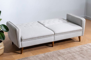 Canapea extensibila 3 locuri PWF-0179 material textil de culoare crem 202x82x83cm - Img 2