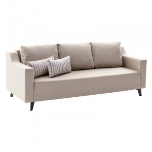 Canapea extensibila 3 locuri PWF-0592 material textil crem 230x90x74cm - Img 1