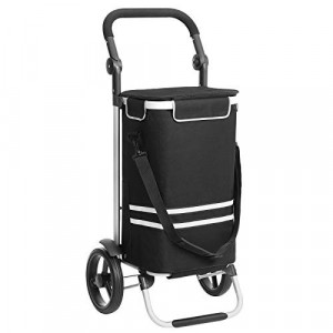Carucior pentru cumparaturi, Songmics, Negru, 44x35x100 cm - Img 2