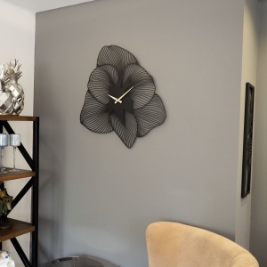 Ceas de perete decorativ din metal Azalea Negru 49x49x1.5mm - Img 2
