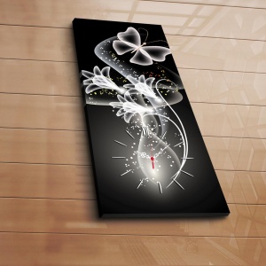 Ceas de perete decorativ din pânză 3070CS Multicolor 30x70x3 cm - Img 2