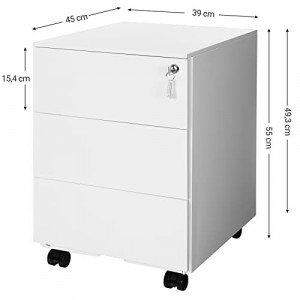Comoda birou, Songmics, Alb, 55x45x39 cm - Img 4