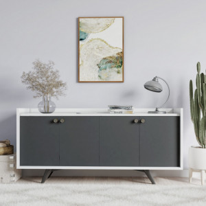 Comoda Model Bled, Antracit/Alb, 150x40x75 cm - Img 2
