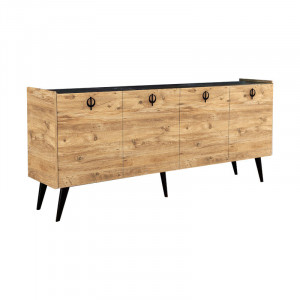 Comoda Model Jeslie, Stejar/Gri inchis, 180x40x79 cm - Img 1