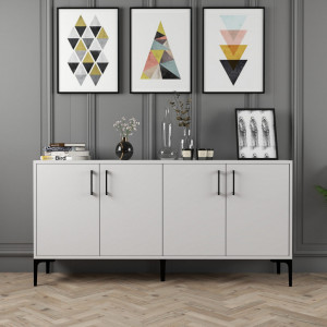 Comoda Model Kiev, Alb, 160x35x78 cm - Img 1