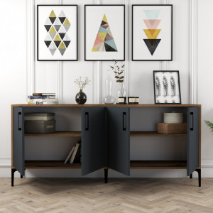 Comoda Model Kiev, Nuc/Antracit, 180x35x78 cm - Img 2