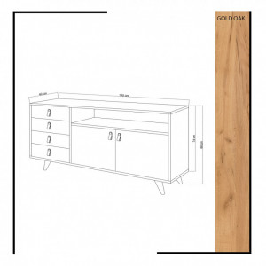 Comoda Model Lavina, Stejar/Alb, 140x40x86 cm - Img 4
