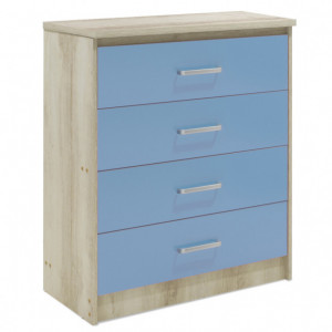 Comoda Model Looney, Stejar/Albastru, 80x40x95 cm - Img 1