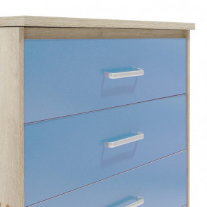 Comoda Model Looney, Stejar/Albastru, 80x40x95 cm - Img 5