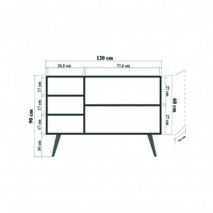 Comoda Model Mega, Stejar sonoma/Multicolor, 120x36x90 cm - Img 8