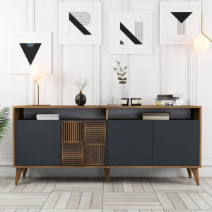 Comoda Model Milan, Nuc/Antracit, 180x35x78.6 cm - Img 1