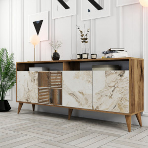 Comoda Model Milan V1, Nuc/Alb, 180x35x78.6 cm - Img 2
