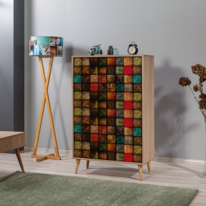 Comoda Model Multibox, Stejar sonoma, 80x36x127 cm - Img 1