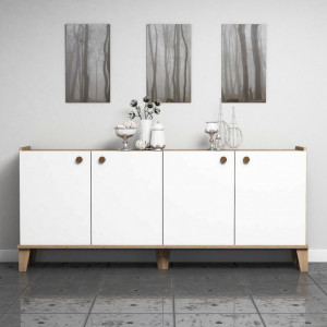 Comoda Model Sumer, Stejar/Alb, 180x41x77.8 cm - Img 2
