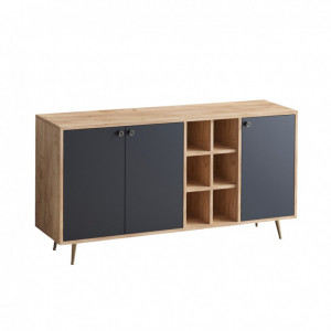 Comoda Model Veit, Stejar/Negru, 140x40x89 cm - Img 4