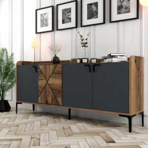 Comoda Model Venedik, Nuc/Antracit, 180x35x78 cm - Img 2