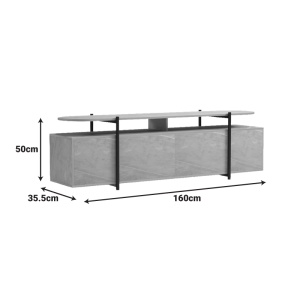 Comoda TV Medousa, Sonoma/Gri-bej cu aspect de marmura, 160 x 35,5 x 50 cm - Img 8