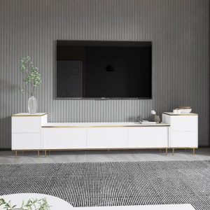 Comoda TV Model Imaj, Alb/Auriu - Img 3
