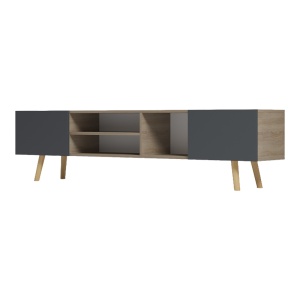 Comoda TV Osclo, Sonoma/Antracit, 160 x 30 x 41 cm - Img 4
