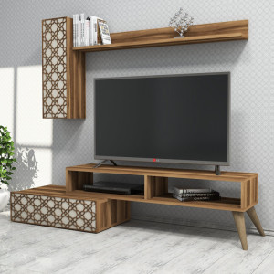 Comoda TV Planet - Walnut, Crem - Img 1